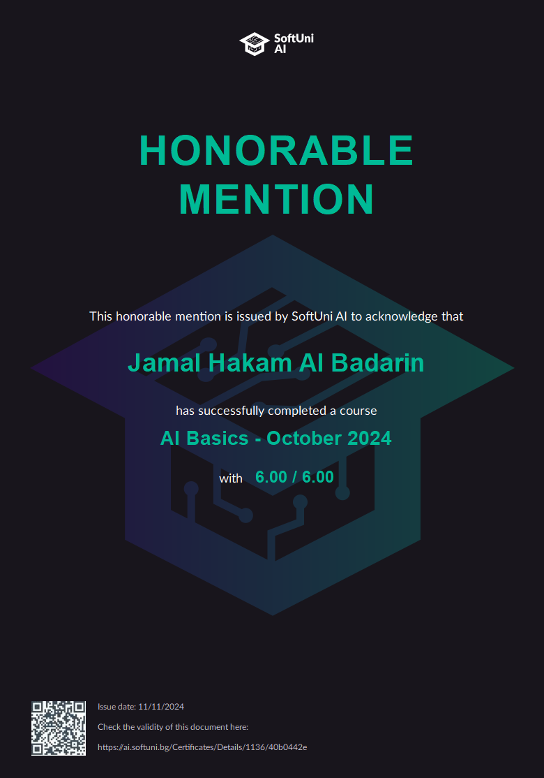AI Basics certificate